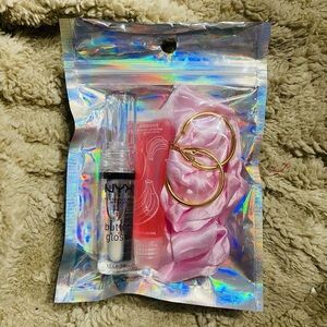 Lip Gloss & Gold Hoops Mini Accessory Bundle